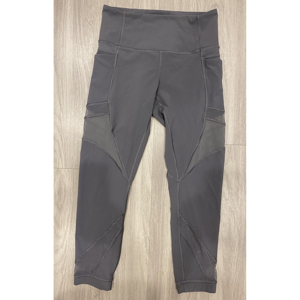 Women Gray Vented Lululemon 22.5" High Rise Activewear Leggings Pockets Size 6